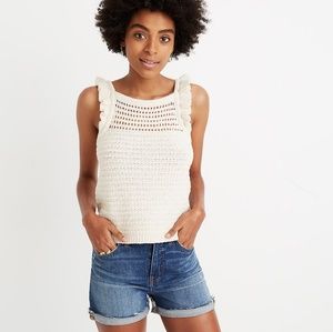 Madewell Ruffled Crochet Sweater Tank XS NWT